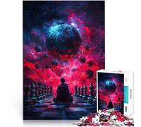 Puzzle 1000 pezzi per adolescenti Scacchiera sotto il cielo cosmico Regali di giochi impegnativi con poster abbinato e foglio di quiz 38x26cm