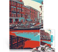 Puzzle 1000 pezzi per adolescenti Scena di gondola a Venezia Vacanza a casa: uccidere il tempo Gioco educativo per compleanno e Natale 52x38cm