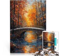 Puzzle 1000 pezzi per adolescenti Scena di ponte autunnale ispirata agli impressionisti Rompicapo Regalo di compleanno, regali, arte murale 38x26cm
