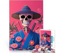 Puzzle 1000 pezzi per adolescenti Scheletro di samurai per il giocattolo di sfida del gioco educativo con poster abbinato e foglio di quiz 75x50cm