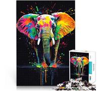 Puzzle 1000 pezzi per adolescenti Schizzi di elefante colorati Allena il tuo cervello e le tue mani Adatto per la decorazione del desktop 75x50cm