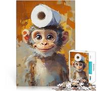 Puzzle 1000 pezzi per adolescenti Scimmia con cappello di carta igienica Analisi e logica Ogni pezzo è unico - Gioco divertente e stimolante per tutta la famiglia 38x26cm