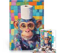 Puzzle 1000 pezzi per adolescenti Scimpanzé con cappello di carta igienica Sollievo dallo stress Adatto per la decorazione del desktop 75x50cm