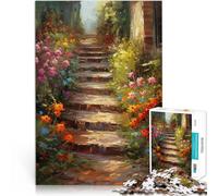 Puzzle 1000 pezzi per adolescenti Sentiero di mattoni con fiori giocattoli educativi per l'apprendimento Migliorare l'amore tra le coppie 52x38cm