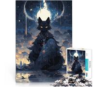 Puzzle 1000 pezzi per adolescenti Sguardo felino lunare Difficile da completare ma divertente e umoristico Ottimo regalo per i giochi 38x26cm