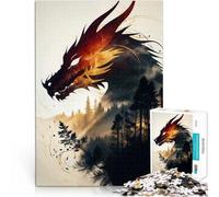 Puzzle 1000 pezzi per adolescenti Silhouette della foresta del drago Regali di giochi impegnativi Regalo di compleanno, regali, arte murale 52x38cm