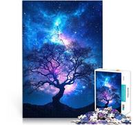 Puzzle 1000 pezzi per adolescenti Silhouette di albero sotto il cielo stellato Giochi educativi Lista dei desideri con Babbo Natale 75x50cm