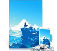 Puzzle 1000 pezzi per adolescenti Silhouette di ragazza sulla cima della scogliera Rompicapo per Lista dei desideri con Babbo Natale 75x50cm