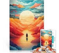 Puzzle 1000 pezzi per adolescenti Silhouette di Samurai in mare Gioco impegnativo e gioco in famiglia Lista dei desideri con Babbo Natale 38x26cm