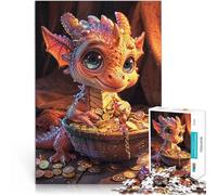 Puzzle 1000 pezzi per adolescenti simpatico cucciolo di drago Vacanza a casa: uccidere il tempo con poster abbinato e foglio di quiz 38x26cm