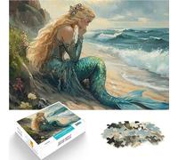 Puzzle 1000 pezzi per adolescenti Sirena sulla riva Difficile da completare ma divertente e umoristico Lista dei desideri con Babbo Natale 75x50cm
