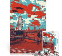 Puzzle 1000 pezzi per adolescenti Skyline di Londra con ruota panoramica Difficile Duro Attività divertenti a casa, regali di compleanno, regali di viaggio, 52x38cm