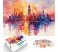 Puzzle 1000 pezzi per adolescenti Skyline di New York ad acquerello Giocattoli fai da te con pezzi completamente interconnessi di forma casuale 75x50cm