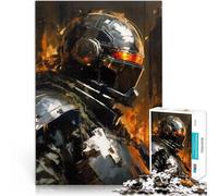 Puzzle 1000 pezzi per adolescenti Soldato spaziale con casco Allena il tuo cervello e le tue mani con poster abbinato e foglio di quiz 75x50cm
