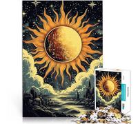 Puzzle 1000 pezzi per adolescenti Sole e Luna sulla città Giocattoli di gioco impegnativi con pezzi completamente interconnessi di forma casuale 52x38cm
