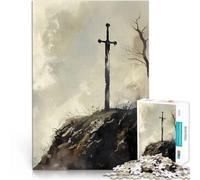 Puzzle 1000 pezzi per adolescenti Spada del cavaliere solitario panoramica Rompicapo per Decorazione murale Regali unici per compleanno e Natale 52x38cm