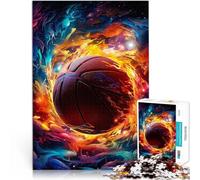 Puzzle 1000 pezzi per adolescenti sport di basket al neon Vacanza a casa: uccidere il tempo con poster abbinato e foglio di quiz 52x38cm