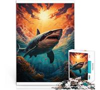 Puzzle 1000 pezzi per adolescenti Squalo sussurrante retrò Riduzione dello stress interessante offerte come regali per tutta la famiglia 75x50cm