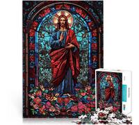 puzzle 1000 pezzi per adolescenti Stained Glass Jesus Anspruchsvoll, aber lustig und humorvoll Perfekte Dekoration38x26cm