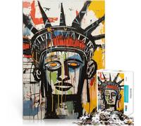 Puzzle 1000 pezzi per adolescenti Statua della Libertà astratta in stile Basquiat Sfida difficile con poster abbinato e foglio di quiz 75x50cm