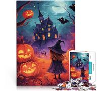 Puzzle 1000 pezzi per adolescenti Strega di Halloween e casa stregata Analisi e logica Ogni pezzo è unico - Gioco divertente e stimolante per tutta la famiglia 50x70cm