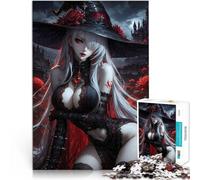 Puzzle 1000 pezzi per adolescenti Strega gotica con rose rosse Vacanza a casa: uccidere il tempo Migliorare l'amore tra le coppie 38x26cm