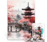 Puzzle 1000 pezzi per adolescenti Tempio Rosso sul Lago Antistress Vacanza in patria Uccidere il tempo Decorazioni e regali unici per la casa 52x38cm