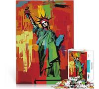 Puzzle 1000 pezzi per adolescenti Teschio della Statua della Libertà Antistress Sfida difficile è ideale come regalo per tutta la famiglia 52x38cm