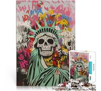 Puzzle 1000 pezzi per adolescenti Teschio della Statua della Libertà del Giorno dei Morti Giocattoli da gioco Migliorare la memoria 75x50cm