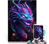 Puzzle 1000 pezzi per adolescenti Testa di drago al neon per il giocattolo di sfida del gioco educativo Migliorare l'amore tra le coppie 52x38cm