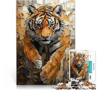 Puzzle 1000 pezzi per adolescenti Tigre maestosa in movimento dinamico Impasto apprendimento educativo Adatto per la decorazione del desktop 75x50cm