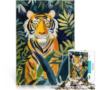 Puzzle 1000 pezzi per adolescenti Tigre nella giungla - Dipinto ad olio ispirato a Matisse Sfida difficile Regalo per i compleanni 70x100cm