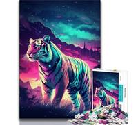 Puzzle 1000 pezzi per adolescenti Tigre sotto le stelle 1000 pezzi per adolescenti giocattoli educativi per l'apprendimento giochi per famiglie regali e compleanni unici 38x26cm