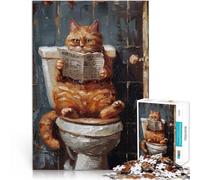 Puzzle 1000 pezzi per adolescenti Toilette per gatti soriani arancioni Gioco a quiz Attività divertenti a casa, regali di compleanno, regali di viaggio, 50x70cm