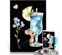 Puzzle 1000 pezzi per adolescenti Topolino carino con cocktail Blue Lagoon apprendimento educativo Giocattoli per la decorazione della casa 52x38cm