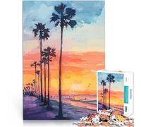 Puzzle 1000 pezzi per adolescenti Tramonto a Palm Beach, California Rompicapo per Ogni pezzo è unico - Gioco divertente e stimolante per tutta la famiglia 52x38cm