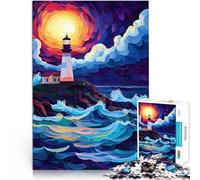 Puzzle 1000 pezzi per adolescenti Tramonto al faro Difficile da completare ma divertente e umoristico Collezione di artisti, Belle arti 52x38cm