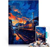 Puzzle 1000 pezzi per adolescenti Tramonto alla stazione ferroviaria Assemblaggio del modello offerte come regali per tutta la famiglia 75x50cm