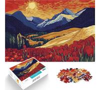 Puzzle 1000 pezzi per adolescenti Tramonto in montagna con fiori Riduzione dello stress interessante Decorazioni e regali unici per la casa 38x26cm