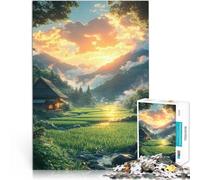 Puzzle 1000 pezzi per adolescenti Tramonto nella campagna giapponese Giocattoli antistress Decorazioni e regali unici per la casa 75x50cm