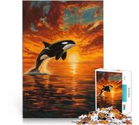 Puzzle 1000 pezzi per adolescenti Tramonto panoramico sull'oceano con orca Sollievo dallo stress è ideale come regalo per tutta la famiglia 75x50cm