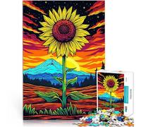Puzzle 1000 pezzi per adolescenti Tramonto psichedelico di girasole Gioco rompicapo Ogni pezzo è unico - Gioco divertente e stimolante per tutta la famiglia 50x70cm