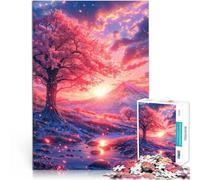 Puzzle 1000 pezzi per adolescenti Tramonto sui ciliegi in fiore sul Monte Fuji Assemblaggio del modello Regalo di compleanno, regali, arte murale 75x50cm