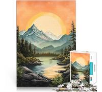 Puzzle 1000 pezzi per adolescenti Tramonto sul lago di montagna Giocattoli da gioco per regalo di famiglia Regali di Babbo Natale segreto 38x26cm