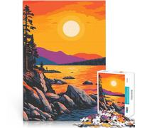 Puzzle 1000 pezzi per adolescenti Tramonto sul lago Tahoe, arte minimalista Difficile Duro Decorazioni e regali unici per la casa 52x38cm