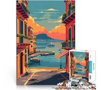 Puzzle 1000 pezzi per adolescenti Tramonto sul porto di Napoli Giocattoli per l'intrattenimento in famiglia Decorazione perfetta 38x26cm