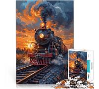 Puzzle 1000 pezzi per adolescenti Tramonto sul treno a vapore Vacanza a casa: uccidere il tempo è ideale come regalo per tutta la famiglia 26x38cm