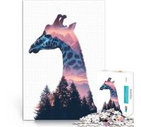 Puzzle 1000 pezzi per adolescenti Tramonto sulla montagna della giraffa Giochi di relax con pezzi completamente interconnessi di forma casuale 52x38cm