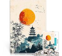 Puzzle 1000 pezzi per adolescenti Tramonto sulla pagoda giapponese Giochi di relax Ogni pezzo è unico - Gioco divertente e stimolante per tutta la famiglia 75x50cm