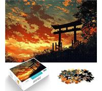 Puzzle 1000 pezzi per adolescenti Tramonto sulla Porta Giapponese Giocattolo educativo per l'apprendimento gioco di sfida unico 38x26cm